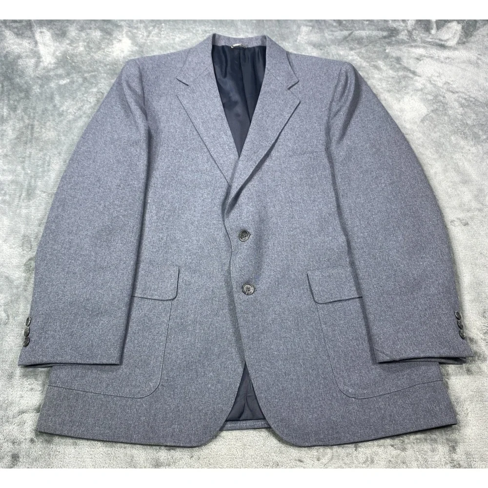 Vintage Levis Action Suit Blazer Mens 44R Gray Two Button Sport Coat Jacket 70s